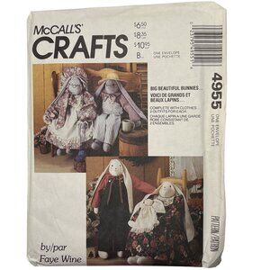 McCalls Crafts Pattern 4955 Big Bunny Dolls & Wardrobe By Faye Wine